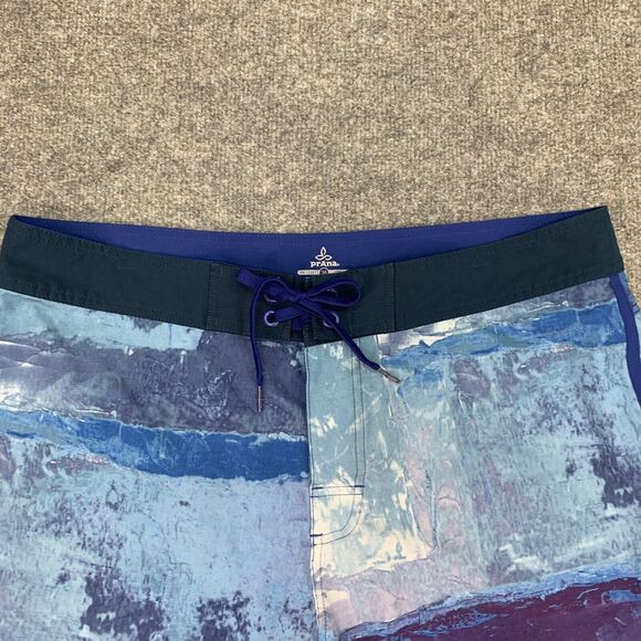 Prana Board Shorts Mens 36 Dusky Skies Elliot High Seas Lightweight Surf Swim - Picture 4 of 12